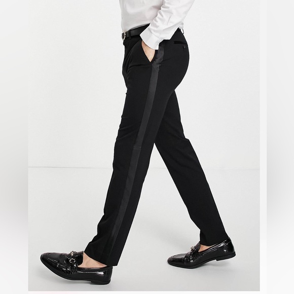 Topman - Skinny - Tuxedo Pants in Black - W30 / L32 - NEW W/ TAGS - Picture 1 of 6